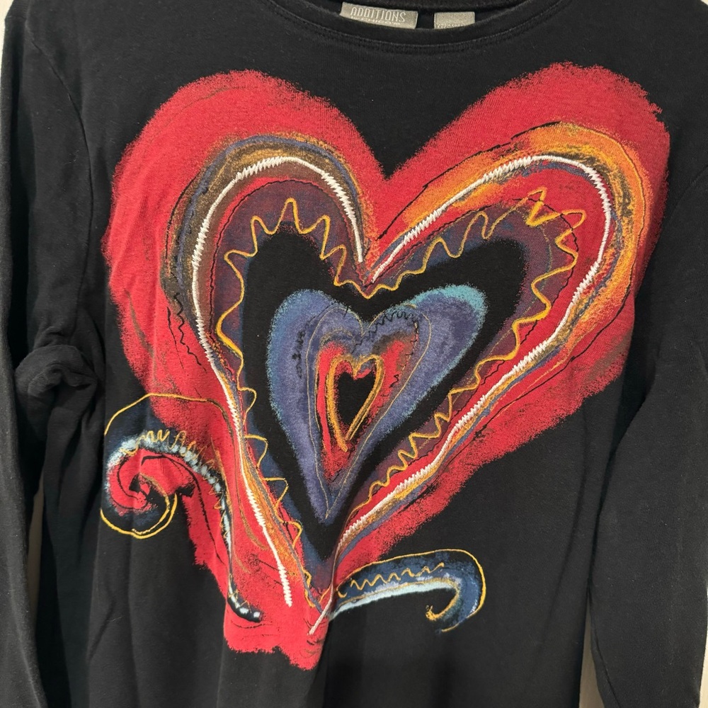 Additions by Chico’s Size 3 Black Heart Top - Picture 2 of 4